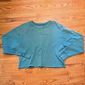 American Eagle Outfitters Cropped Teal Sweatshirt